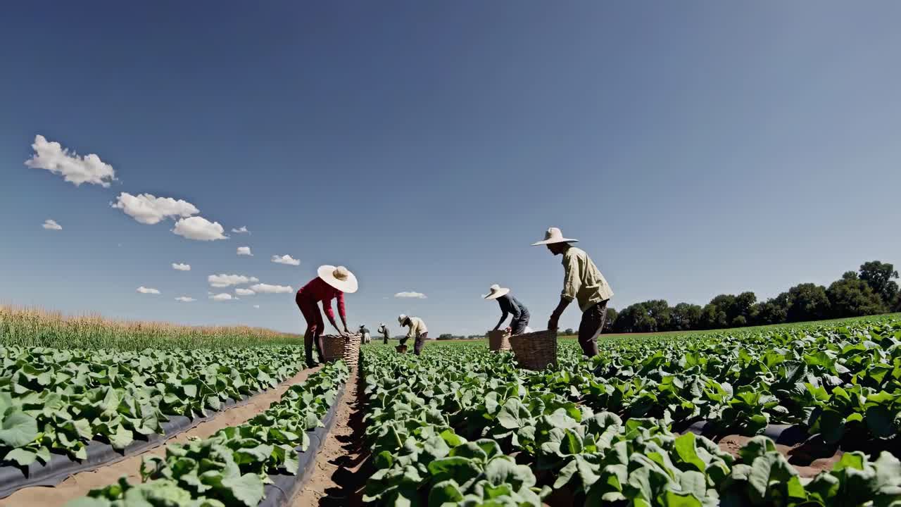 Farm Workers Harvesting Cabbage