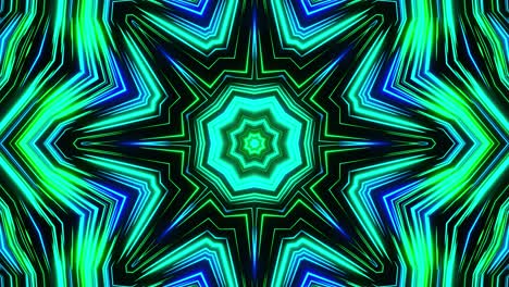 diseño muy colorido y abstracto con estrella en el centro. caleidoscopio vj bucle