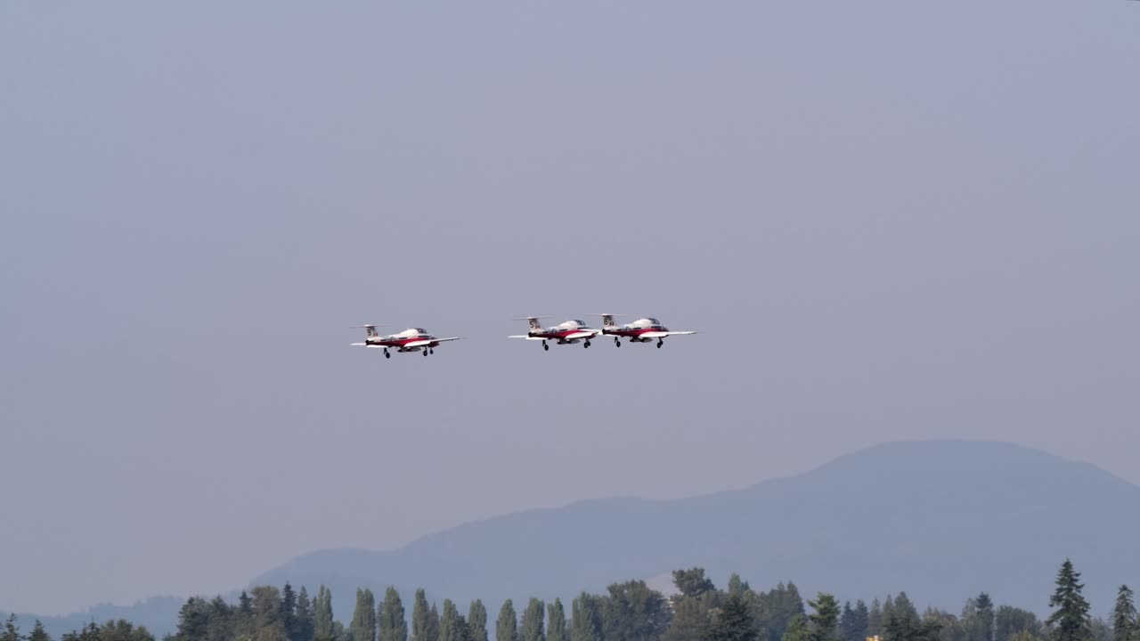 Three-Ship Formation Takeoff of Snowbirds Aerial Demonstration Team