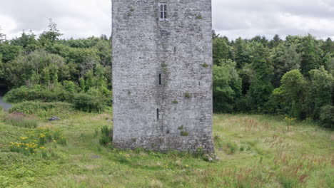 tomada aérea inversa del castillo de merlin park en galway, irlanda