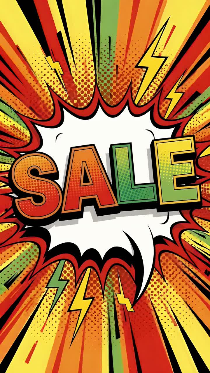 A comic book style poster with a red and yellow explosion