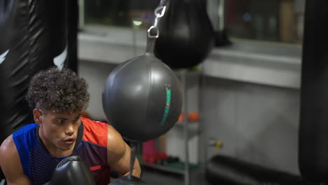 man boxing training session