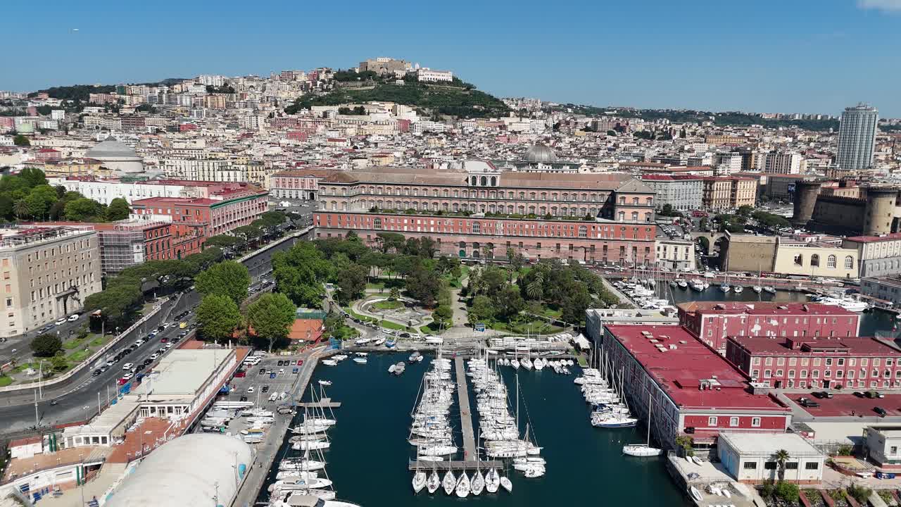 Royal Palace At Naples In Campania Italy. Cityscape Scenery. Downtown City. Royal Palace At Naples In Campania Italy. Cultural Heritage Skyline. Beautiful Government Building. Italy Landscape