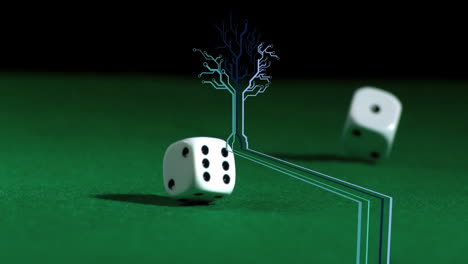 animation of tree over dice on game table