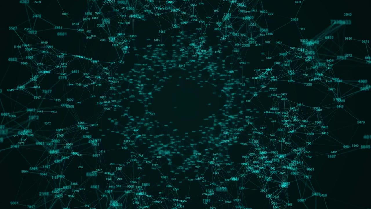 Abstract Digital Network Visualization with Floating Data Numbers