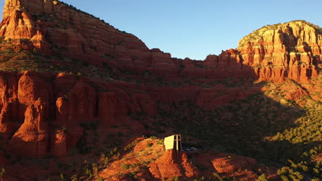 modern scenic roman catholic chapel built into the red rock buttes