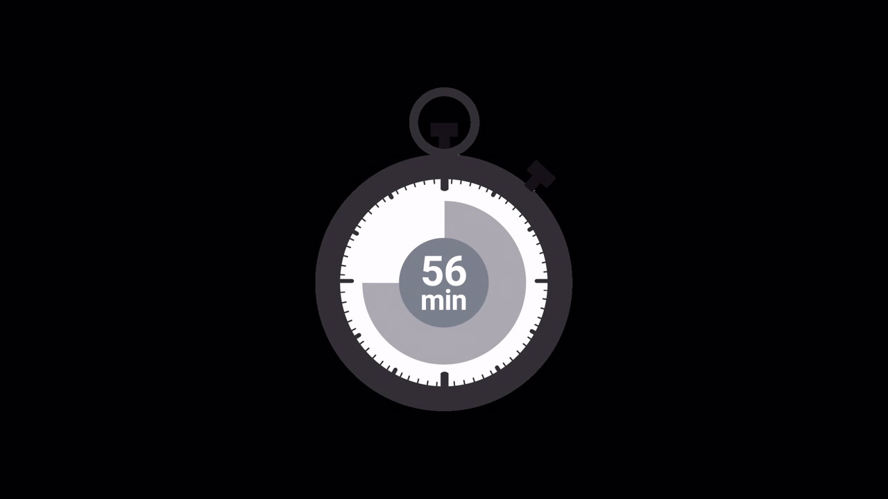 Animated Stopwatch Icon Counting Up to 60 Minutes