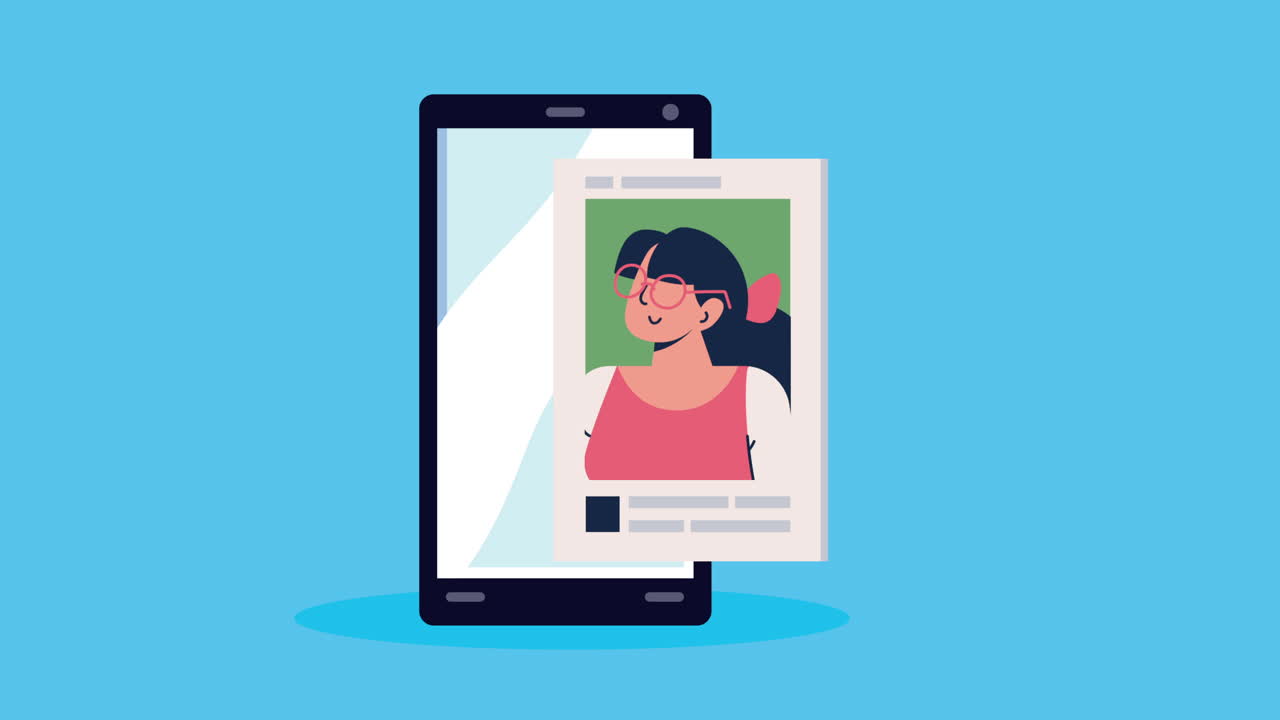 conta de mulher animação de mídia social