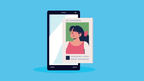 woman account social media animation