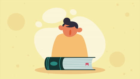 man with book library animation