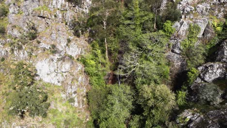 Cascada-De-Barbelote-En-Monchique-Cerca-De-Fóia,-Algarve,-Portugal---Dronie-Revela-Toma-Aérea