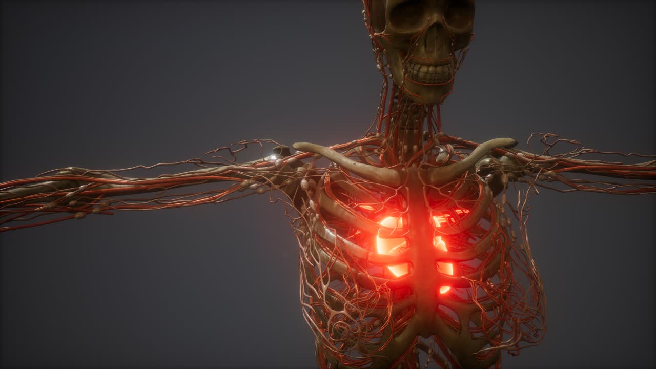 animación cg de un corazón humano enfermo