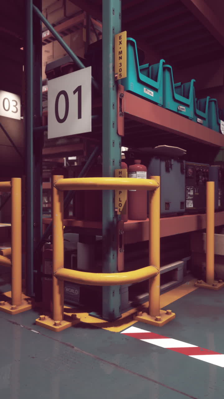 interior del almacén con estantes y un pallet