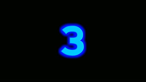 Animación-De-Neón-Azul-Energía-Número-Tres-3-Sobre-Fondo-Negro