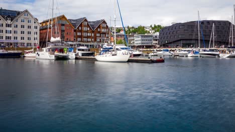 view of a marina in tromso, north norway