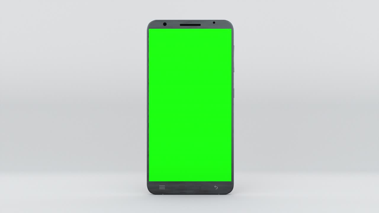 demostración de un teléfono inteligente con una pantalla verde. ordenador generado fondo moderno. dispositivo de pantalla táctil, renderización 3d