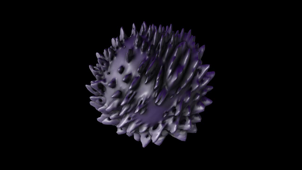 vívido púrpura 3d que representa burbujas de líquido que se deforman como células de virus con múltiples apéndices.