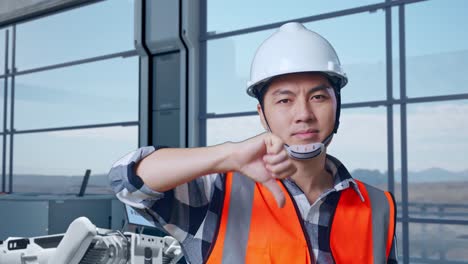 el ingeniero muestra desaprobación
