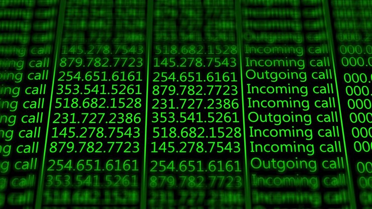 Green telecom data screen incoming outgoing call records numbers highlighted rows cyber security