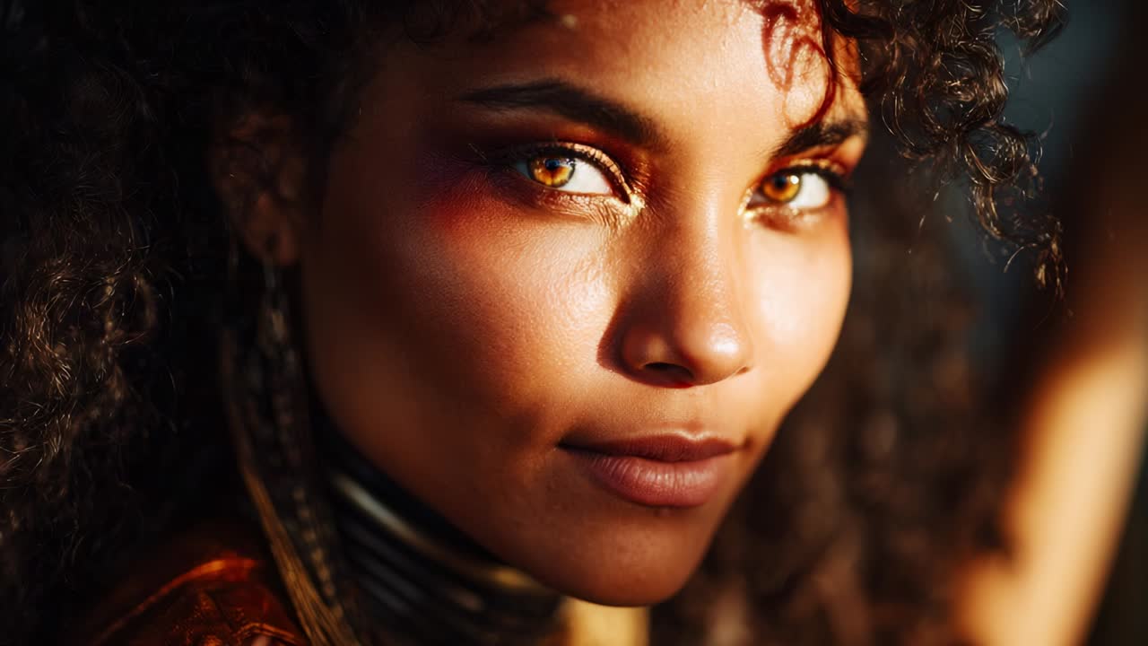 Portrait of a Beautiful Woman with Amber Eyes