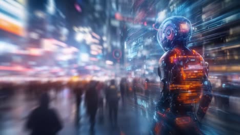 a cyborg's perspective on the futuristic city