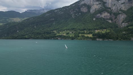 Enjoying-yacht-sailing-leisure-activity-water-sports-in-Walensee-lake