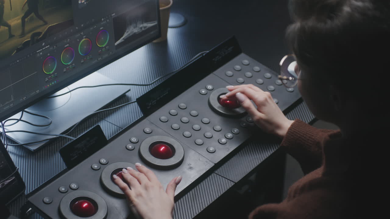 Video Editor Working on Color Grading