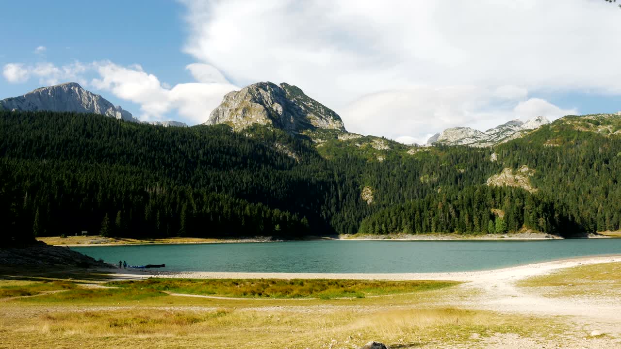 panorama of the black large lake