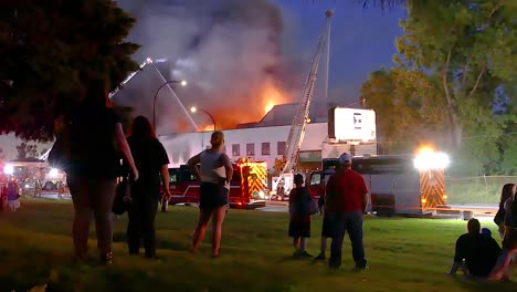 large building fire at night