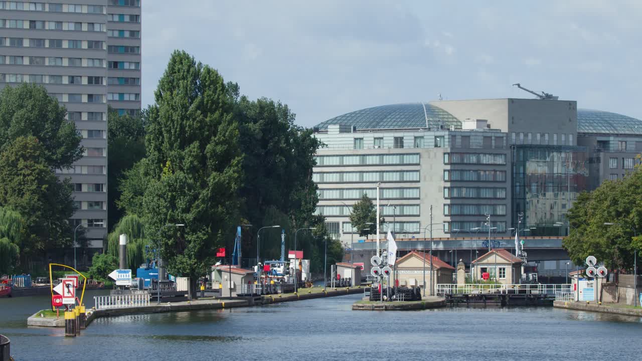 Cityscape with Water and Buildings