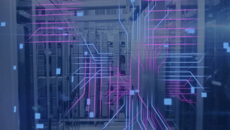 Animation-of-circuit-board-and-data-processing-over-computer-servers