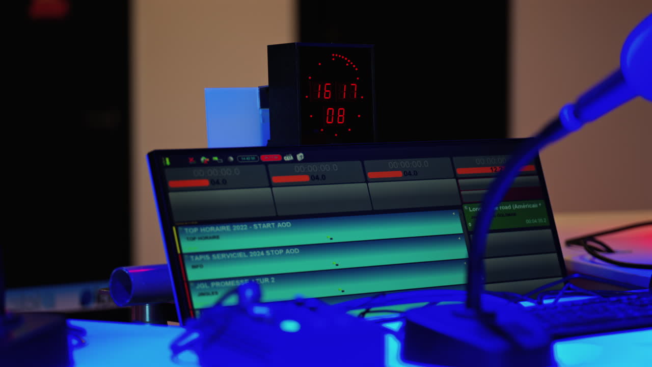 Cannes, France - March 2, 2025: Close up of a digital clock on a computer screen at the International Games Festival