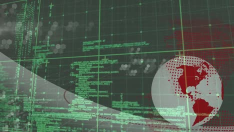 Animación-Del-Procesamiento-De-Datos-Sobre-El-Globo-Y-La-Cuadrícula