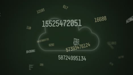 animación de números cambiantes y nube sobre fondo negro