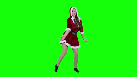 Christmas-dance-cosplay-Caucasian-female-performance-in-front-of-the-green-screen