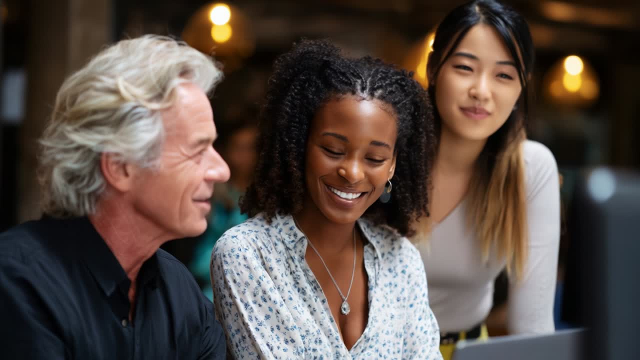 A Dynamic Team Collaboration Showcasing Positive Engagement Among Colleagues in a Modern Office Setting, Reflecting Innovation, Communication, and Teamwork While Utilizing Technology for Productivity