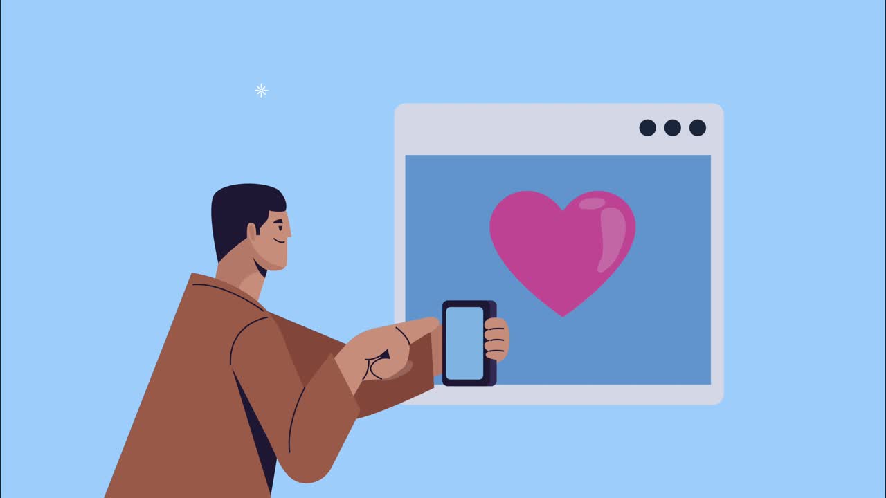 young man using smartphone and webpage