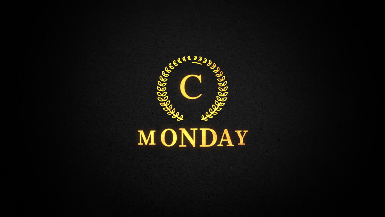 Retro Cyber Monday with gold leaves on black gradient