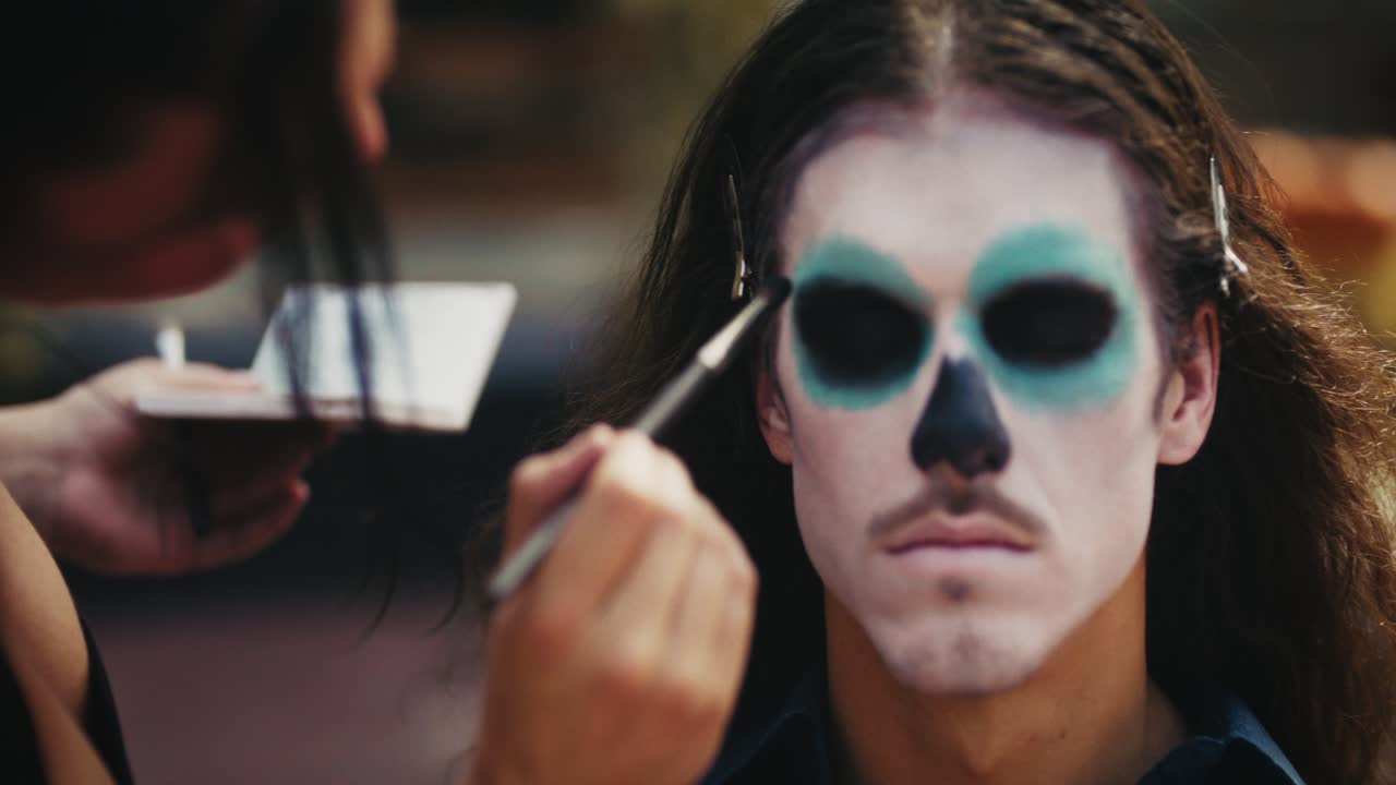 Applying Sugar Skull Makeup