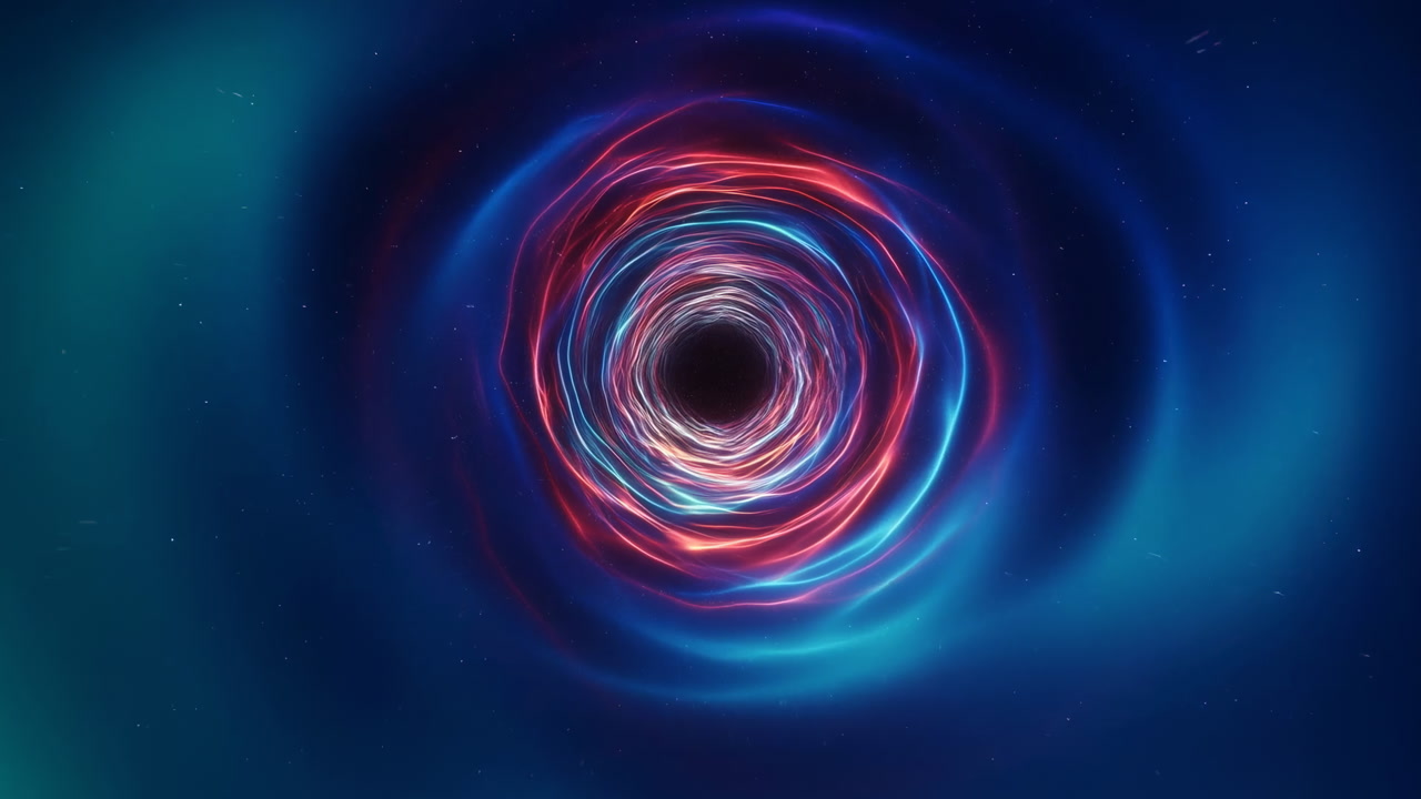 Colorful Neon Vortex Portal Swirling Center, Glowing Spiral Tunnel With Auroralike Backdrop And Radiant