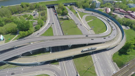 Aerial-view-of-a-freeway-intersection