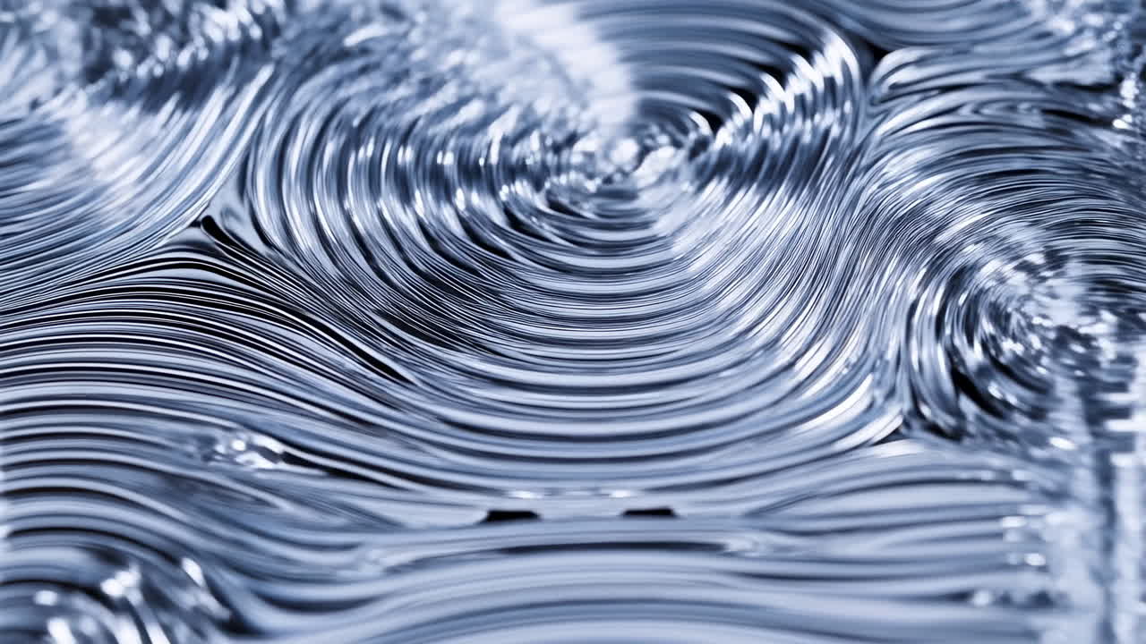 Dynamic Abstract Liquid Metal Surface with Swirling Patterns