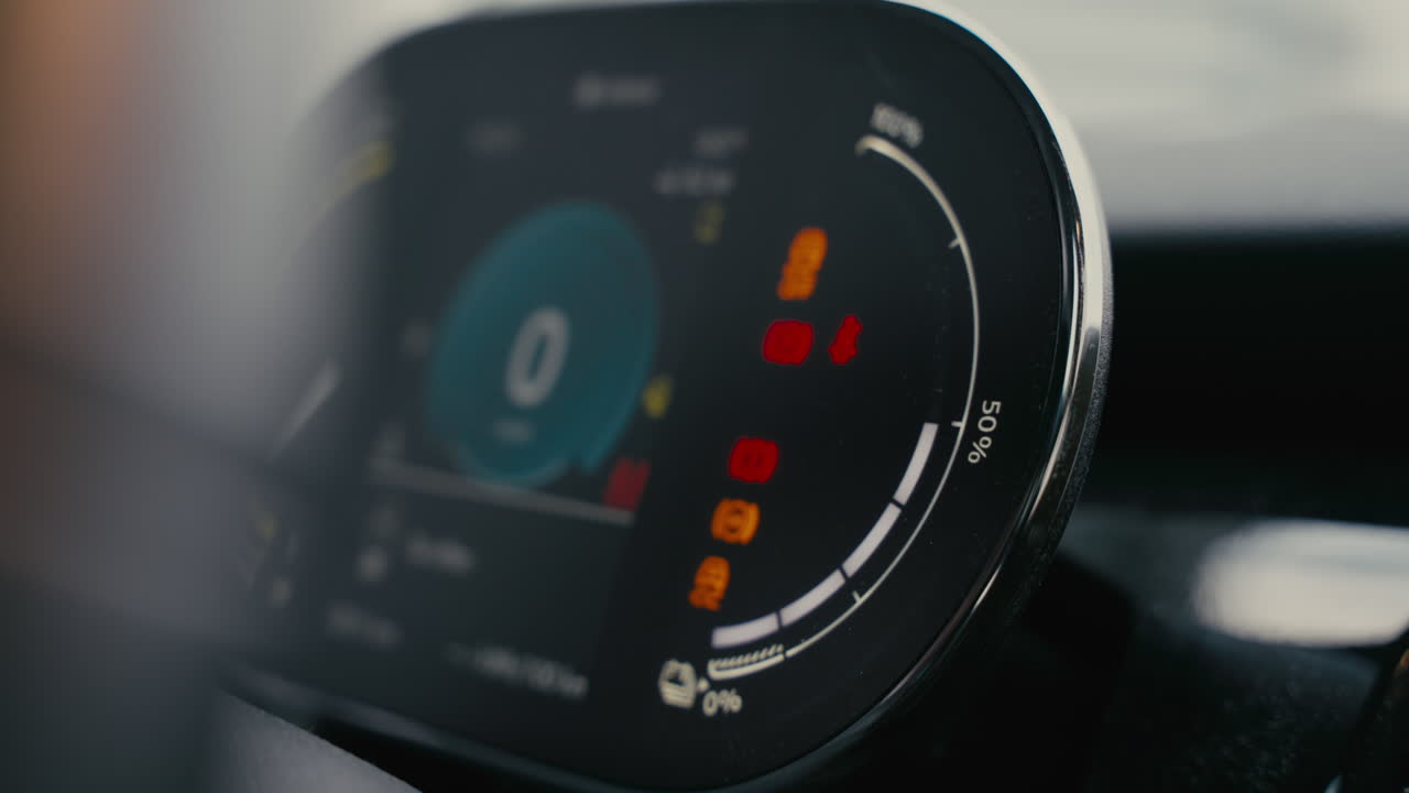 Close-up of a Modern Car Dashboard Display