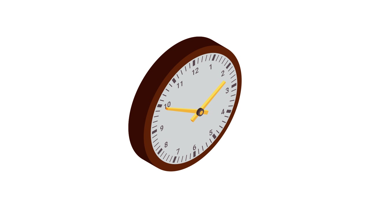 Animated Isometric Clock Showing Time Passing