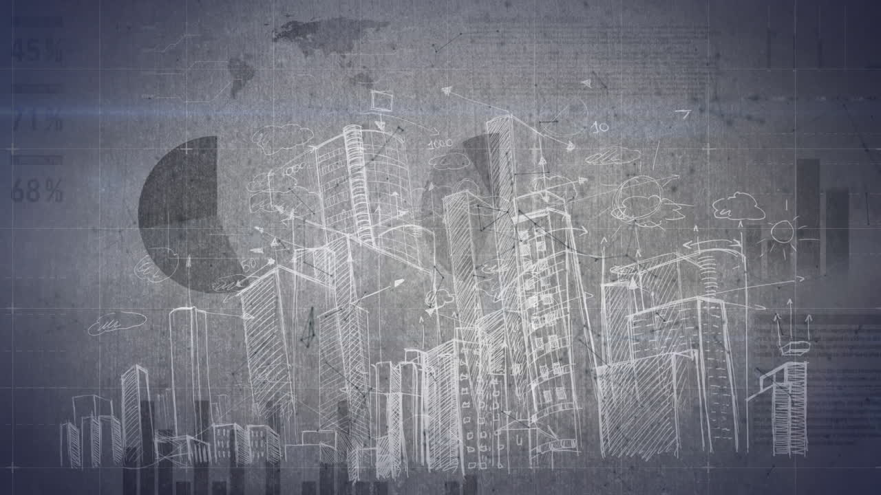 도시 풍경에 대한 데이터 처리와 함께 통계의 애니메이션