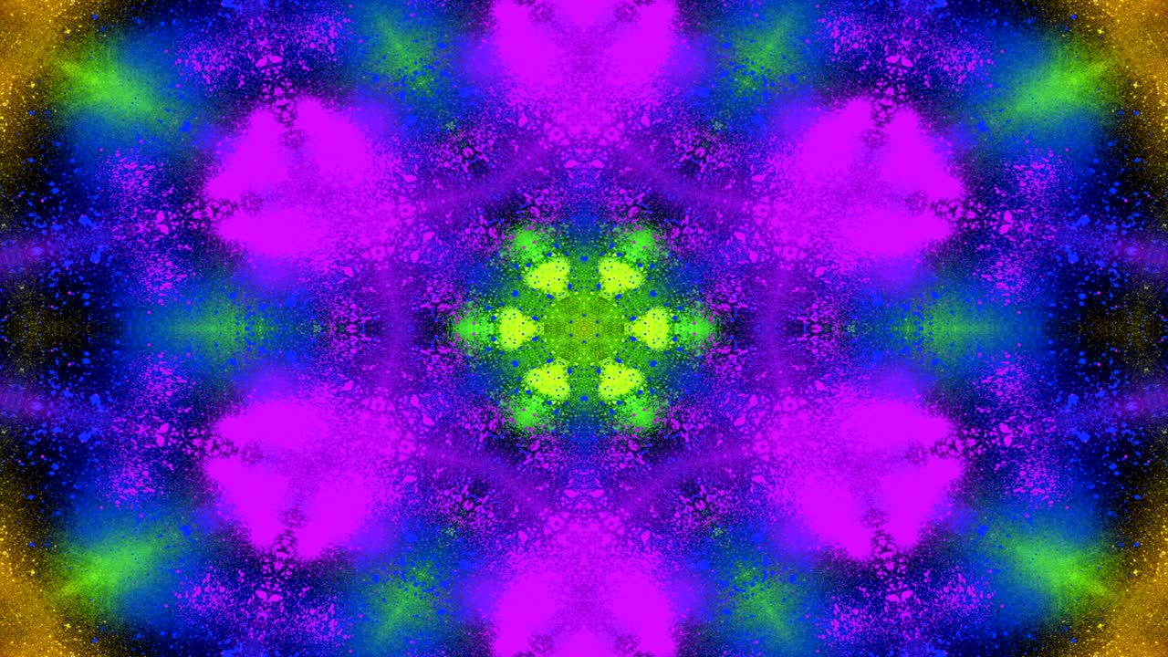 Abstract Coloroso modello simmetrico Ornamentale decorativo Kaleidoscopio Movimento Circolo geometrico e forme stellari