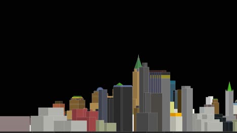 animación 3d del edificio de la ciudad en crecimiento y la construcción de arquitectura moderna del paisaje urbano en vista aérea y concepto industrial en fondo blanco 4k