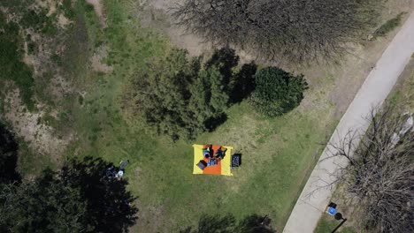 Gente-Disfrutando-Del-Tiempo-Libre-En-Un-Parque-Verde-Con-Césped-Y-árboles