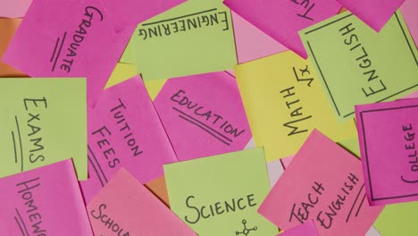 education concept of revolving sticky notes with educational terms and subjects written on them 1