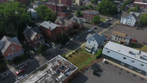 aerial flyover of a neighborhood